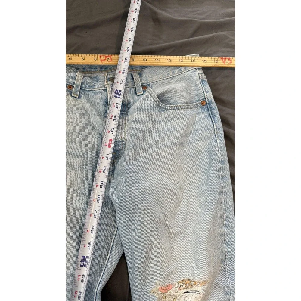 Levi's 501 150th Jeans Mens 28x30 Blue Regular Straight‎ Light Wash Distressed